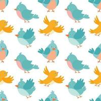 Cute birds flying seamless pattern background vector
