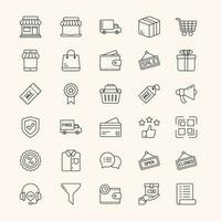 conjunto de iconos de compras y comercio electrónico vector