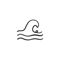 Tsunami Wave Line Style Icon Design vector