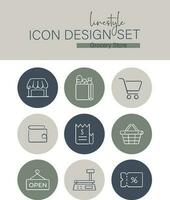 Linestyle Icon Design Set Grocery Store vector