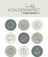 Linestyle Icon Design Set Basic Interface vector