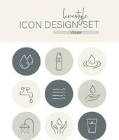 Linestyle Icon Design Set Water vector