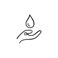 Waterdrop in Hand Line Style Icon Design vector