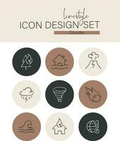 Linestyle Icon Design Set Disaster vector