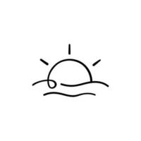 puesta de sol línea estilo icono diseño vector