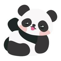 Cute Cartoon Baby Panda. Panda sitting on the floor and saying hello. Panda with black and white color. Cartoon illustration, Vector, EPS10 vector