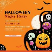 Halloween spooky cartoon illustration. Graphic design for the decoration of gift certificates, banners and flyer vector