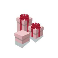 Set Gift Boxes with Ribbon. Birthday gift box. Christmas Gift Box vector