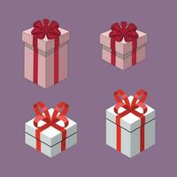 Set Gift Boxes with Ribbon. Birthday gift box. Christmas Gift Box vector