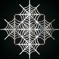 Halloween spider net metal pattern on black dot background vector