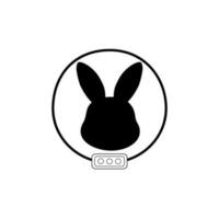 Cute astronaut bunny head silhouette icon. Simple minimal modern design. vector