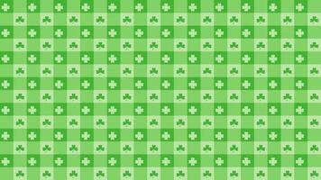 Cute and minimalist green background, seamless patterns with  cloverleaf. vector