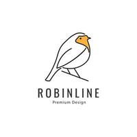 robin bird with line style minimalist logo vector illustration design