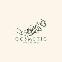 hand drawn logo feminine beauty floral botanical salon spa cosmetic line art design vector illustration