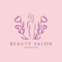 logo line art women beauty cosmetic salon and spa feminine beauty care botanical vector icon symbol minimalist design
