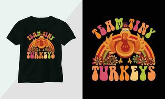 Thanksgiving Day design with turkey and summer fall colors perfect for T-shirt and apparel design vector