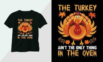 Thanksgiving Day design with turkey and summer fall colors perfect for T-shirt and apparel design vector