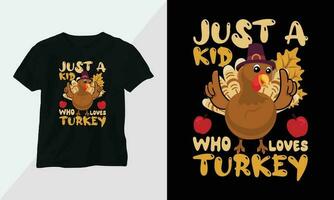 Thanksgiving Day design with turkey and summer fall colors perfect for T-shirt and apparel design vector