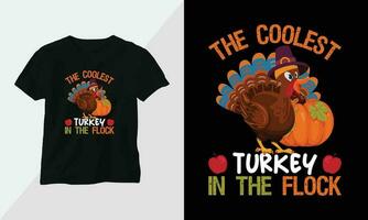 Thanksgiving Day design with turkey and summer fall colors perfect for T-shirt and apparel design vector