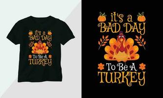 Thanksgiving Day design with turkey and summer fall colors perfect for T-shirt and apparel design vector