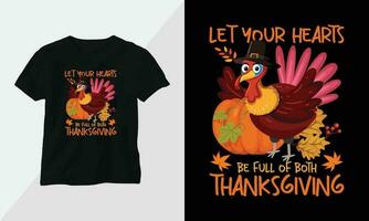 Thanksgiving Day design with turkey and summer fall colors perfect for T-shirt and apparel design vector