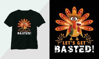 Thanksgiving Day design with turkey and summer fall colors perfect for T-shirt and apparel design vector