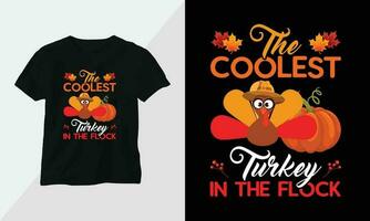 Thanksgiving Day design with turkey and summer fall colors perfect for T-shirt and apparel design vector