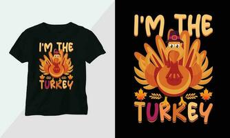 Thanksgiving Day design with turkey and summer fall colors perfect for T-shirt and apparel design vector