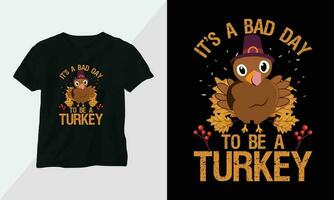 Thanksgiving Day design with turkey and summer fall colors perfect for T-shirt and apparel design vector