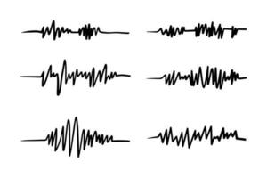 garabatear gráficos de latidos del corazón, volcanes y temblores. vector