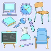 10 espalda a colegio icono ilustraciones conjunto aislado en el de colores antecedentes vector