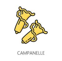 Traditional Italian pasta campanelle outline icon vector