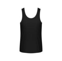 Black male singlet mockup front view, 3d vector