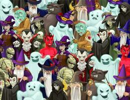 Halloween characters, find a unique character game vector