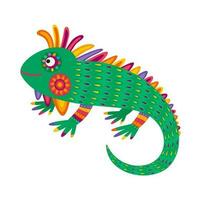Mexican chameleon reptile, cartoon pet wild lizard vector