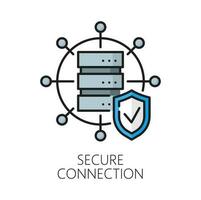 Secure connection, CDN outline icon or pictogram vector