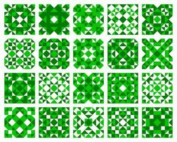 White and green ceramic tile pattern, mosaic floor vector