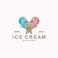 Ice Cream Logo, Vector Fresh Sweet Soft Cold Food, Simple Minimalist Inspiration Design