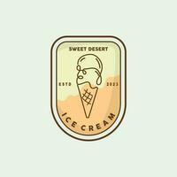 Ice Cream Logo, Vector Fresh Sweet Soft Cold Food, Simple Minimalist Inspiration Design