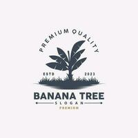 Banana Tree Logo, Banana Tree Simple Silhouette Design, Plant Icon Symbol Vector Illustration