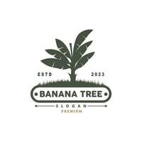 Banana Tree Logo, Banana Tree Simple Silhouette Design, Plant Icon Symbol Vector Illustration