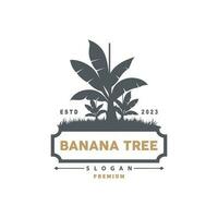 Banana Tree Logo, Banana Tree Simple Silhouette Design, Plant Icon Symbol Vector Illustration