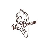 Ice Cream Logo, Vector Fresh Sweet Soft Cold Food, Simple Minimalist Inspiration Design