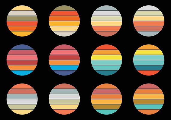 Retro Vintage Sunsets Pack illustrations vector background