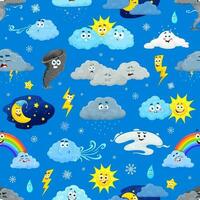 Cartoon weather characters seamless pattern vector