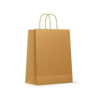 Cardboard paper shopping bag with handles mockup vector