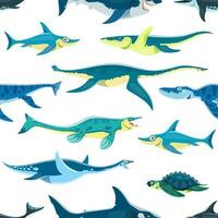 Aquatic dinosaurs characters seamless pattern vector