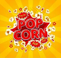 Cartoon movie pop corn burst, popcorn explosion vector
