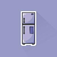 Illustration Vector of Purple Fridge in Flat Design