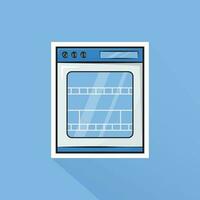 Illustration Vector of Blue Dishwasher in Flat Design